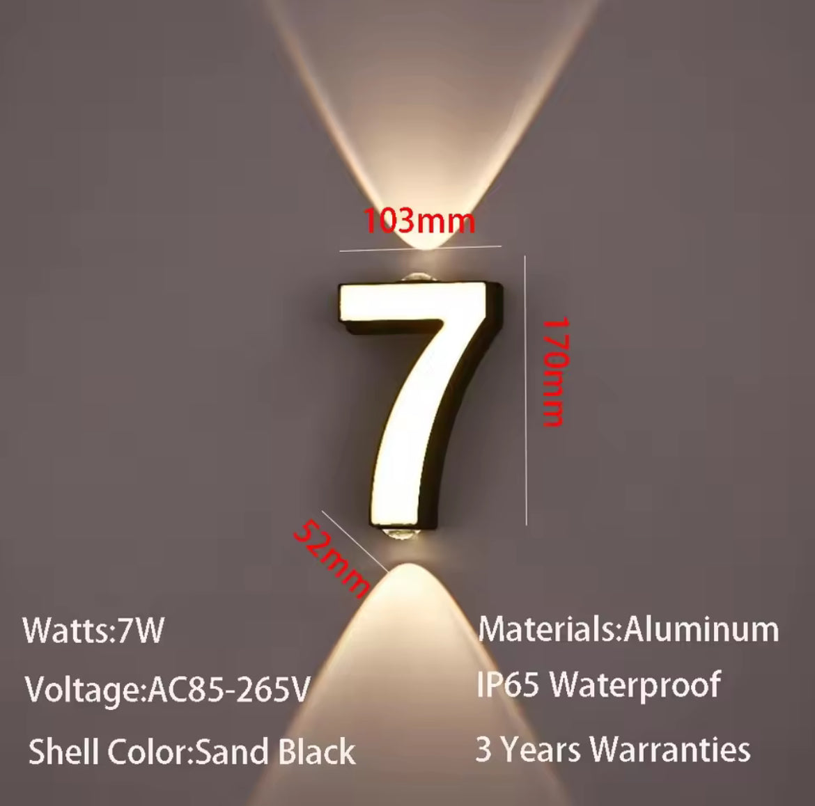 Outdoor wall number light