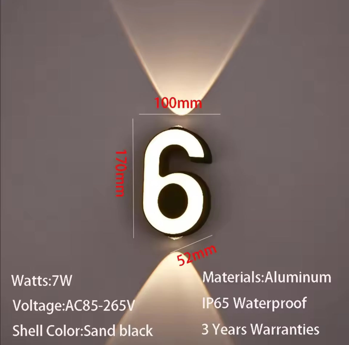 Outdoor wall number light