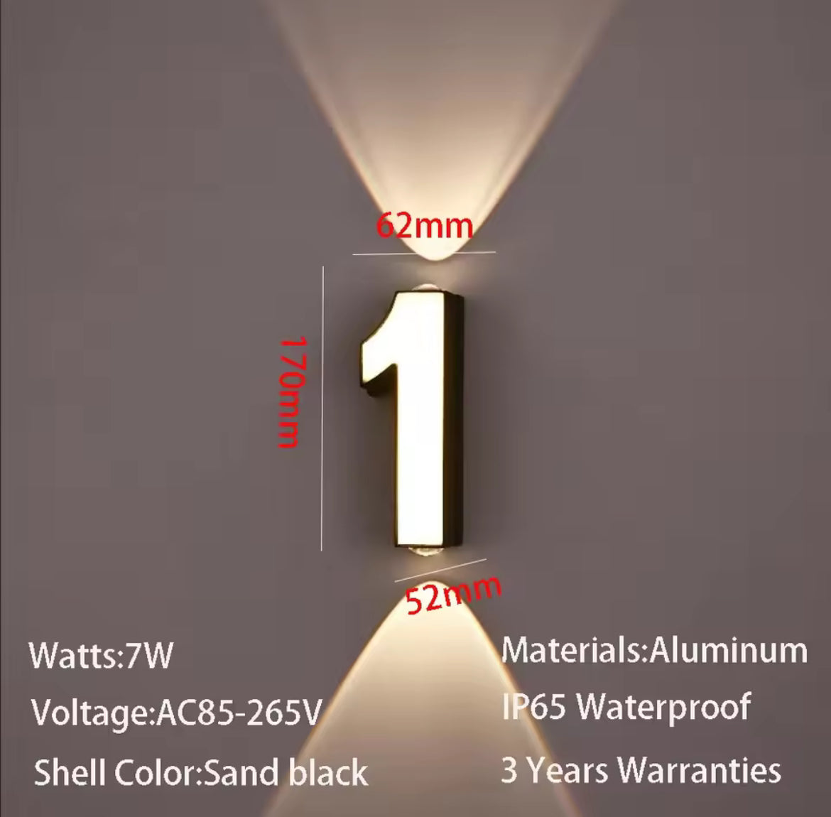 Outdoor wall number light