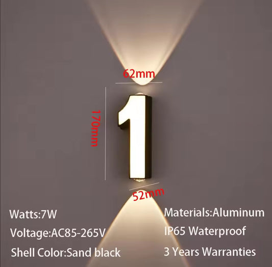 Outdoor wall number light