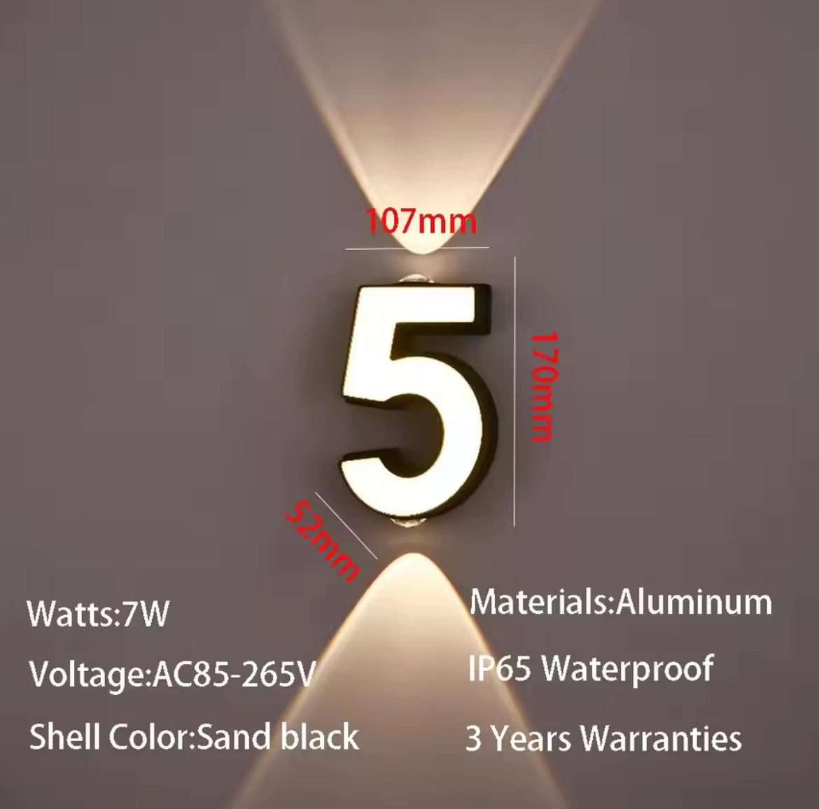 Outdoor wall number light